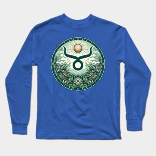 "Vintage Taurus Serenity" _ Zodiac Horoscope Star Signs Long Sleeve T-Shirt